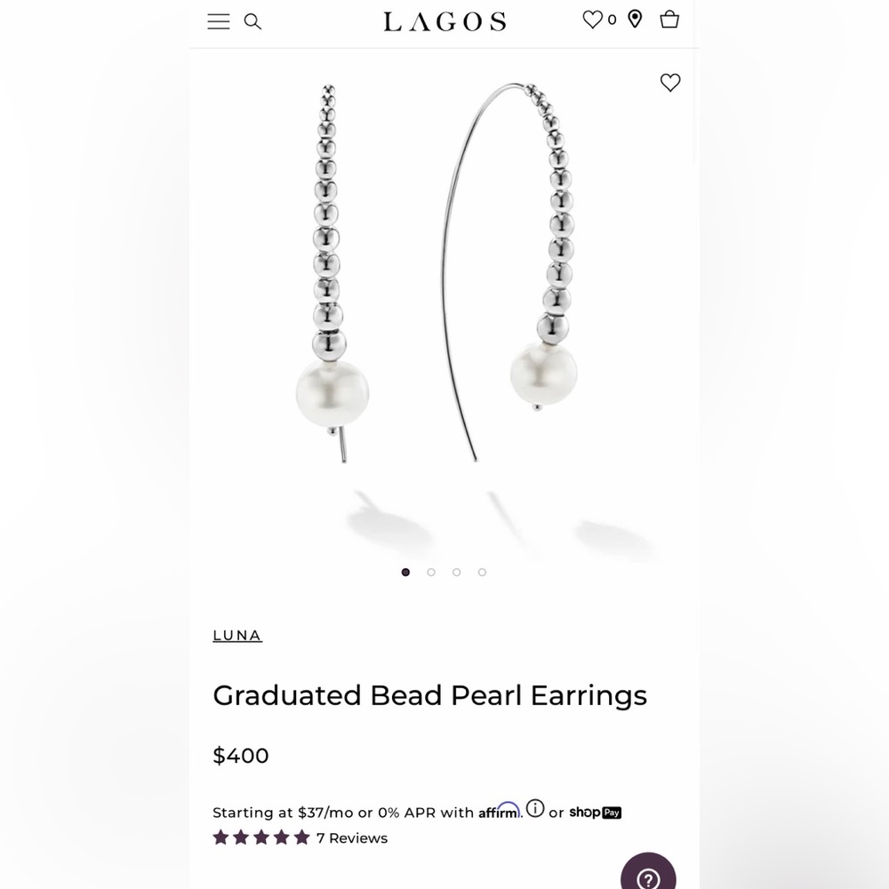 Silver and White Pearl Earrings - Picture 4 of 6